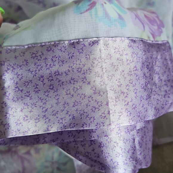 Jaclyn Smith Sleepwear Ladies Pullover Floral Robe W Satin Trim Medium Lavender - Picture 15 of 16